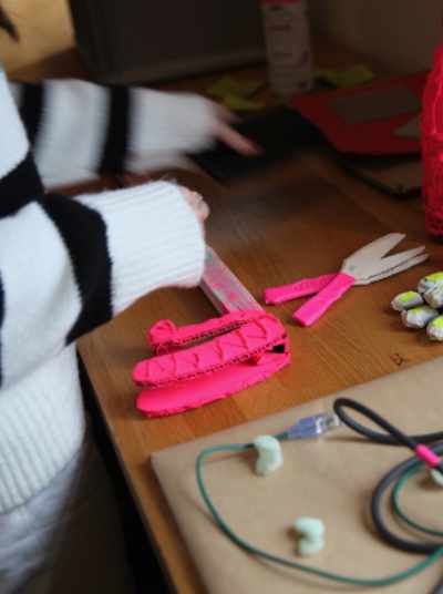 Photograph of physical design prototypes created as part of a design workshop